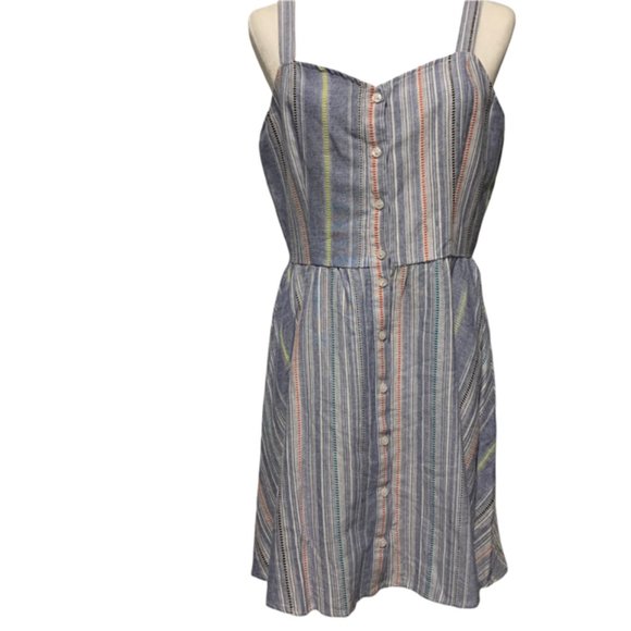 Copper Key Dresses & Skirts - Cotton Key Striped Button Front Flare Skirt Dress Large